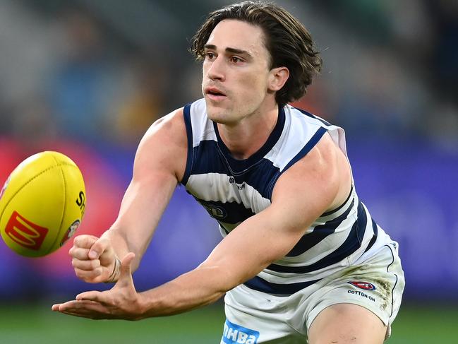 Gryan Miers fires a handball in round 4. Picture: Quinn Rooney/Getty Images