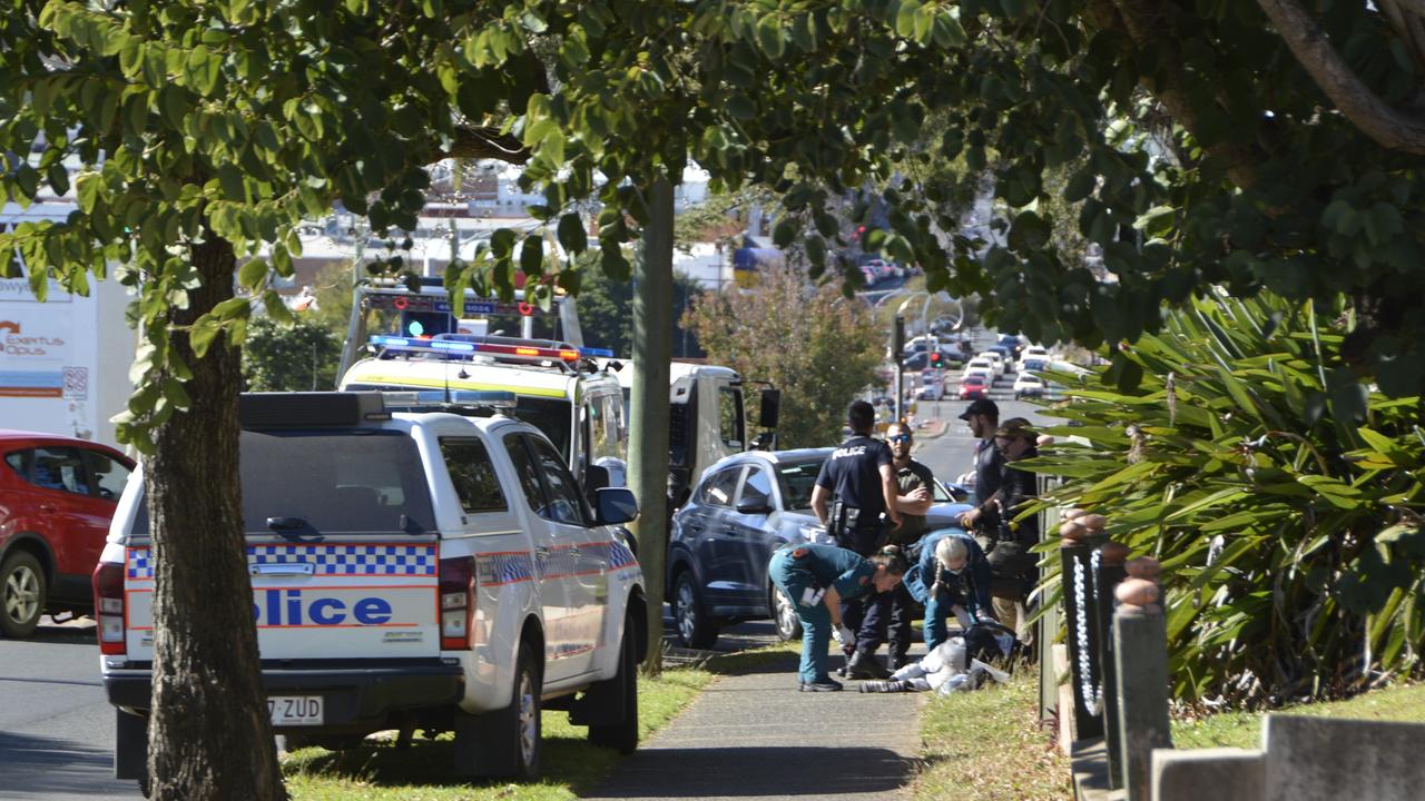 A dramatic arrest has unfolded in Toowoomba's CBD after a police chase involving a stolen car took place on Thursday, June 15, 2023. Picture: Rhylea Millar