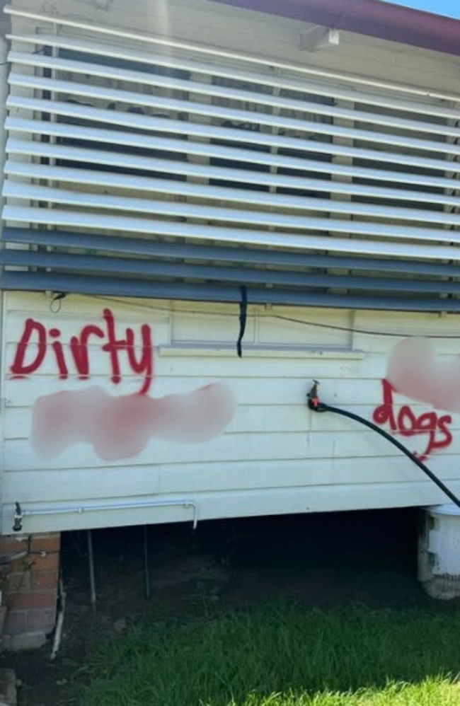 Racist graffiti brazenly applied during the day has been slammed by authorities as not acceptable. (Photo: Facebook)