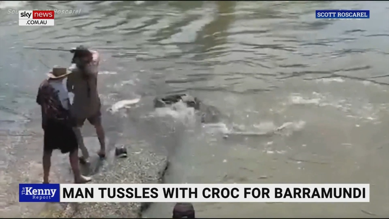 ‘I love Australia’: Fisherman fights with croc for barramundi