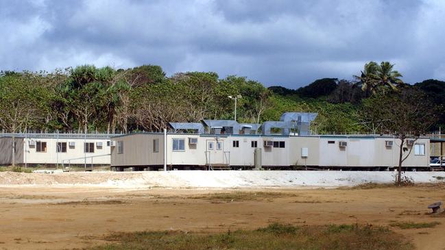 A makeshift Christmas Island detention centre in 2003, where 53 Vietnamese asylum seekers were being processed after being picked up off Port Hedland, Western Australia, by HMAS Canberra. Picture: AAP Image/Mick Tsikas