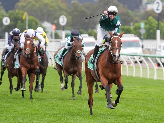 Via Sistina (IRE) ridden by James McDonald wins the TAB Champions Stakes at Flemington Racecourse on November 09, 2024 in Flemington, Australia. (Photo by Jay Town/Racing Photos via Getty Images)