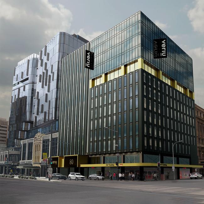 Artist render of the Veriu Adelaide Hotel at 80 King William St. Picture: Supplied