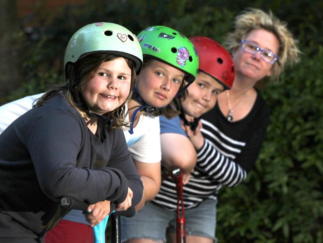 Amy Marney, 8, Jack Gardiner, 12, and Caleb Marney, 12, with Jayne Marney.