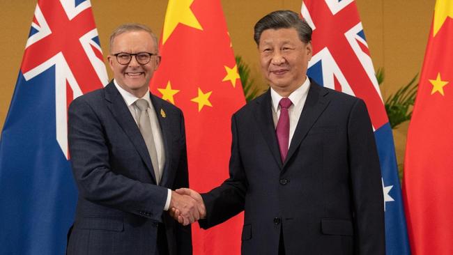 Australia's Prime Minister Anthony Albanese meets China's President Xi Jinping in a bilateral meeting during the 2022 G20 summit in Nusa Dua, Bali, Indonesia. Picture: Supplied