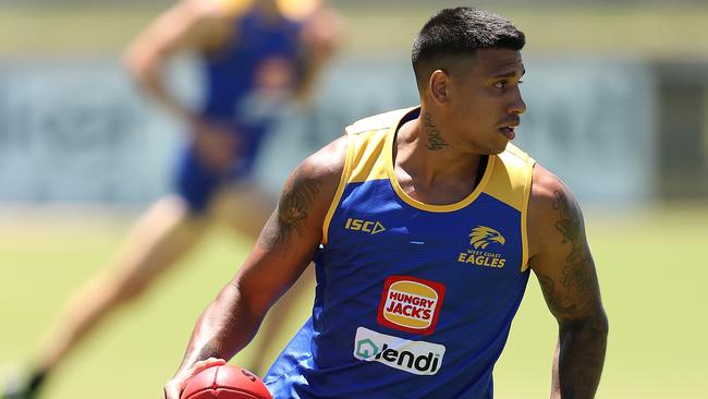 Tim Kelly made his West Coast debut against the Bombers in Week 2 of the Marsh Series. Picture: Paul Kane/Getty Images