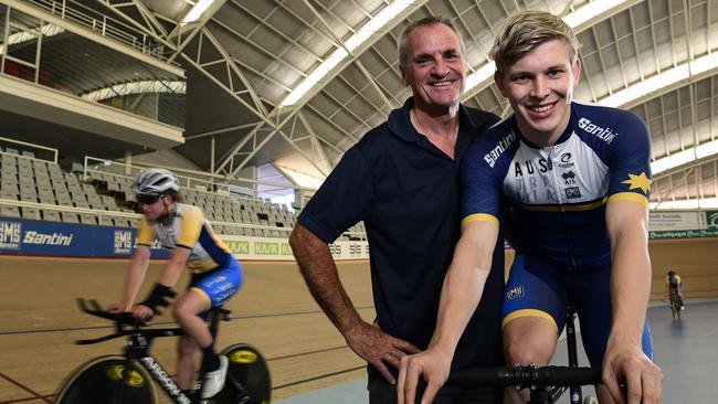 8.1.19 - Olympic champion Mike Turtur and World champion  Alex Porter at the Adelaide SuperDome, ahead of Friday night's The Advertiser Track Down Under event.Picture: Bianca De Marchi