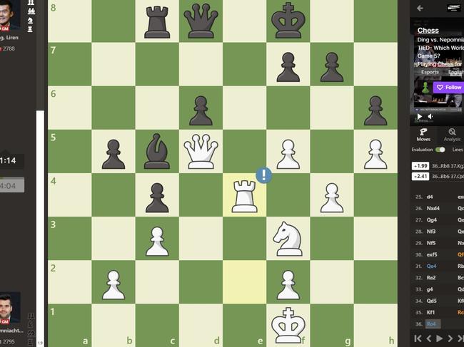 Ian Nepomniachtchi found the strong move 36. Re4. Picture: Chess.com