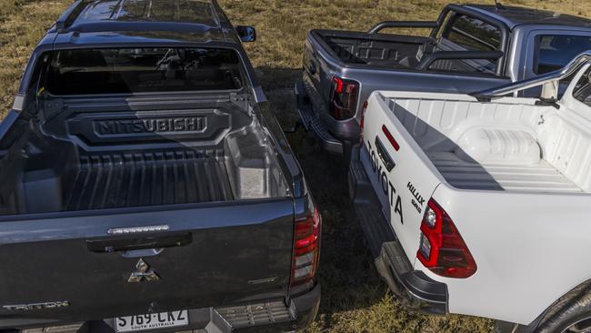 Toyota does not put a bed liner in the HiLux SR5. Photo: Mark Bean