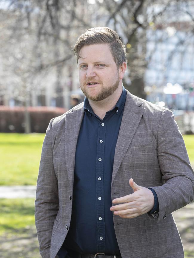 Luke Edmunds MLC at Parliament Lawn. Picture: Chris Kidd