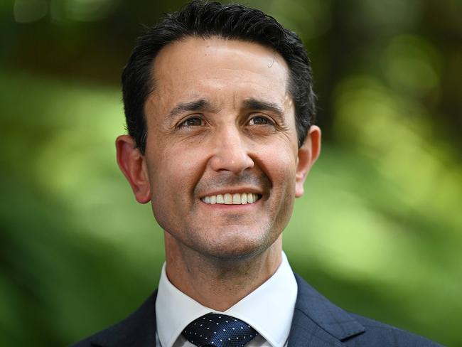 27/10/2024:  New QLD Premier and LNP leader, David Crisafulli, holds his first press conference as Premier, with deputy leader Jarrod Bleijie , at the State Parliament building on the Speakers Green, Brisbane. pic: Lyndon Mechielsen / The Australian