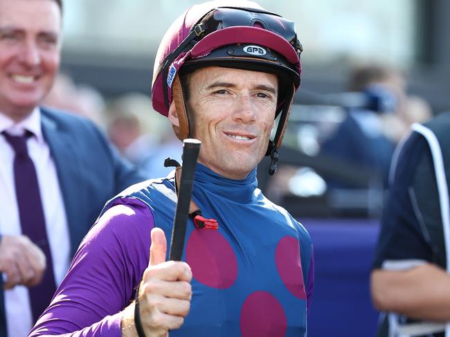 SYDNEY, AUSTRALIA - MARCH 30: Jay Ford riding Bandi's Boy wins Race 6 Egroup Security Star Kingdom Stakes during "Stakes Day" - Sydney Racing at Rosehill Gardens on March 30, 2024 in Sydney, Australia. (Photo by Jeremy Ng/Getty Images)