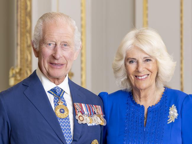 A supplied image obtained on Monday, July 15, 2024, shows the official Australian portrait of His Majesty King Charles III and Queen Camilla at Buckingham Palace in London, England. Picture: NewsWire / Supplied by Millie Pilkington, Buckingham Palace, via the Department of the Prime Minister and Cabinet