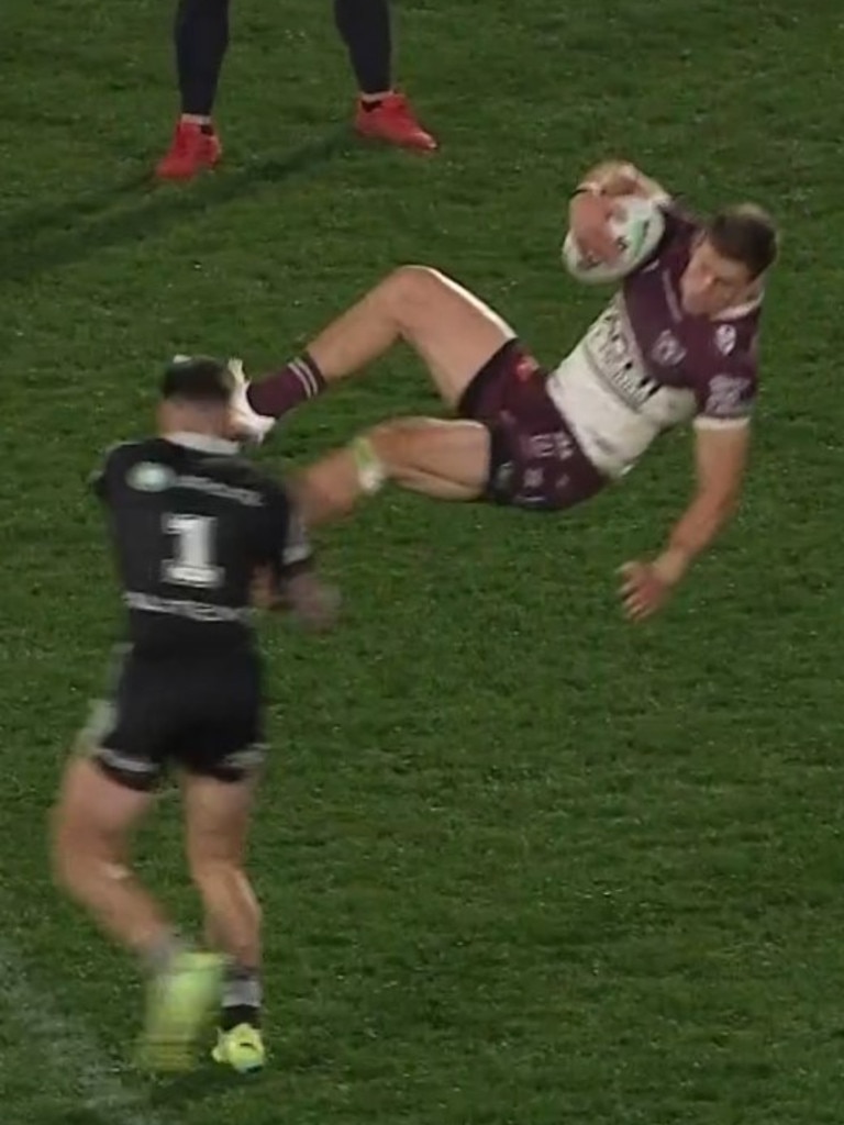 Garrick fell awkwardly. Photo: Fox Sports