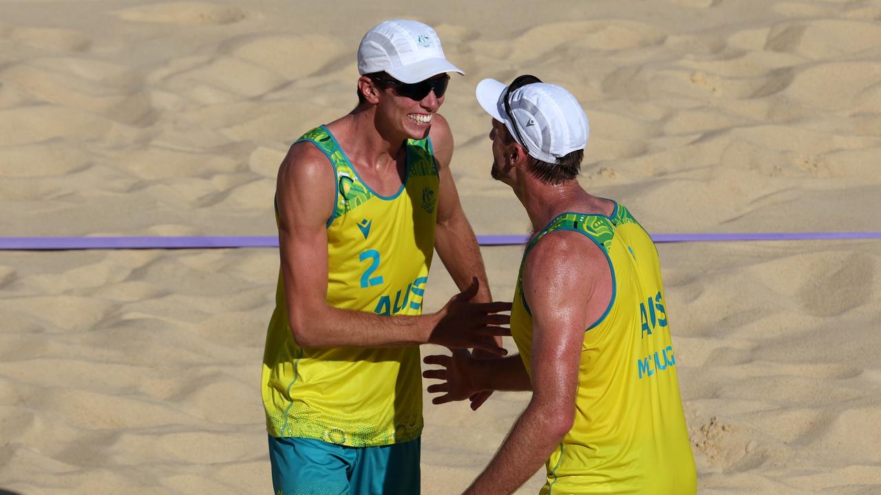 Aussie’s Paul Burnett and Chris McHugh looked a bit different. Photo by Al Bello/Getty Images.