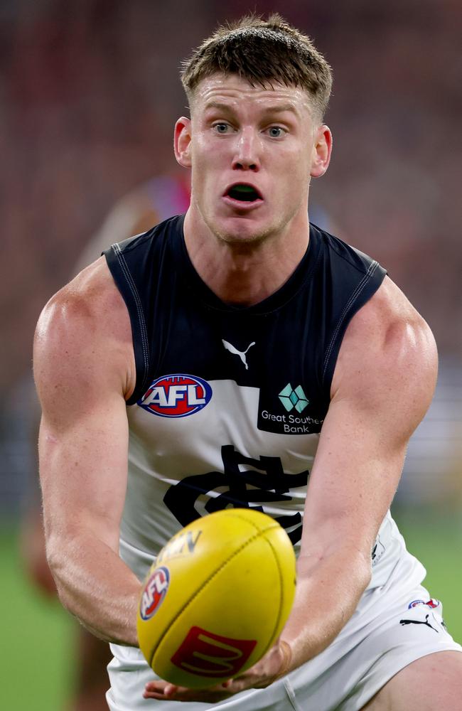 Sam Walsh was a keen observer. Picture: Josh Chadwick/AFL Photos/Getty Images