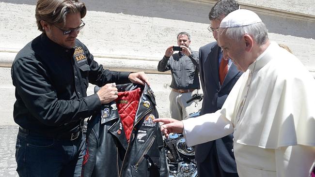 Pope Francis's Harley Davidson leather jacket.