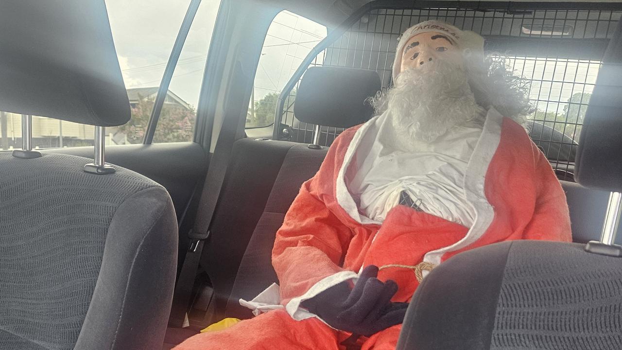 Santa traded his sleigh for a ride in a Warwick cop car. (Photo: Supplied)