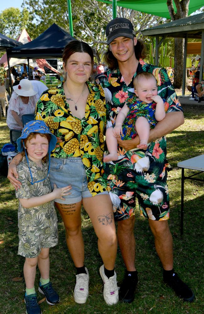 Rollingstone Pineapple Festival 2024. Maryanne Chapman and Kaiden Chapman with Jayden Bartley and Ziara Bartley, 7 months. Picture: Evan Morgan