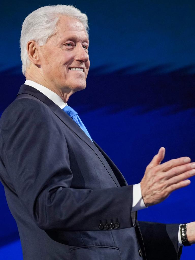 Former U.S. President Bill Clinton departs after speaking on stage during the third day of the Democratic National Convention. Picture: AFP