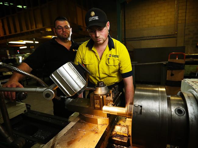 Josh Weir with machine shop leading hand Paul Christie at Opie / Picture: Rohan Kelly