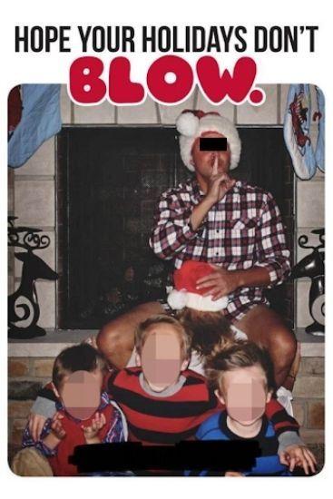 Parents perform a lewd act in their family Christmas card. Source: Reddit