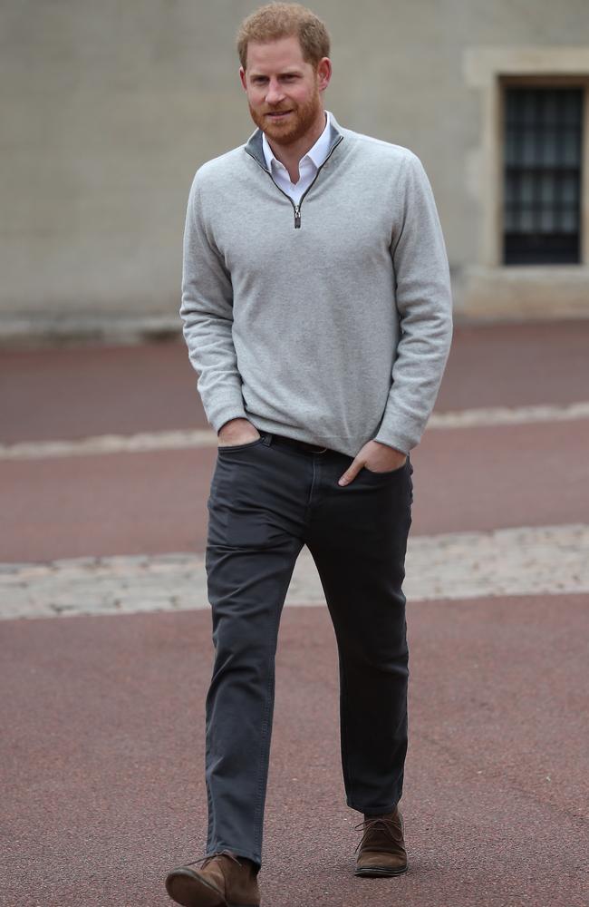 Britain's Prince Harry, Duke of Sussex, speaks to members of the media at Windsor Castl. Picture: Steve Parsons / POOL / AFP