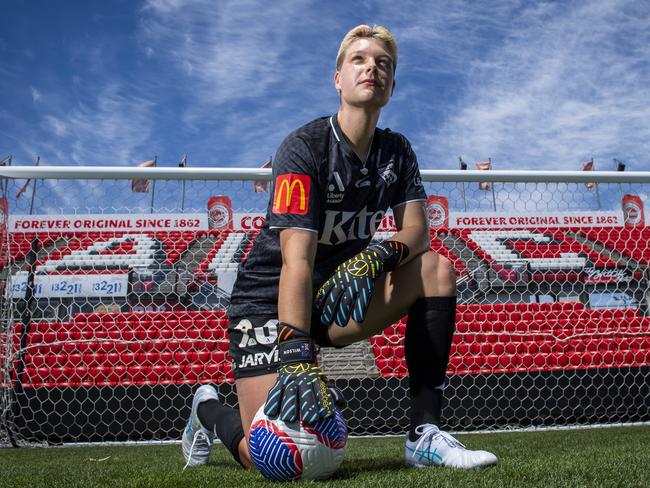 Adelaide United womens team goal keeper Grace Wilson identifies as non-binary. Picture: Mark Brake