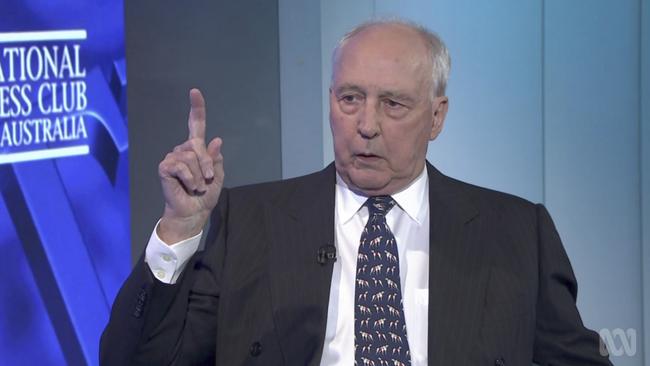 Former Prime Minister Paul Keating during an appearance at the National Press Club. Picture: ABC