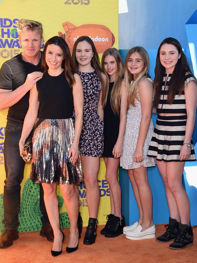 Gordon Ramsay took his wife Tana, daughters Megan (right) and Matilda (second from right), and two friends to the awards show.