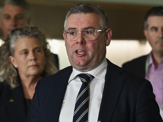 CANBERRA, AUSTRALIA - NewsWire Photos September 02, 2022: Minister for Agriculture, Fisheries and Forestry, Murray Watt joined by agriculture industry leaders, union leaders and agriculture business leaders for an announcement  at the Jobs and Skills Summit at Parliament House in Canberra. Picture: NCA NewsWire / Martin Ollman