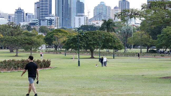 New Farm Park during lockdown. Picture: Liam Kidston