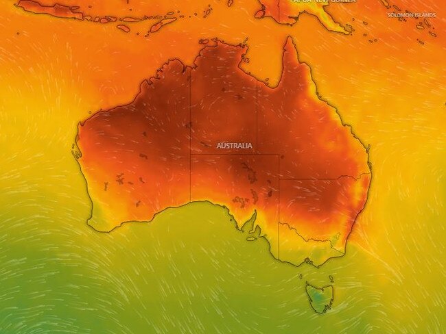 Australia is set for a scorcher on Sunday as records fall for NRL Grand Final day. Picture: Windy