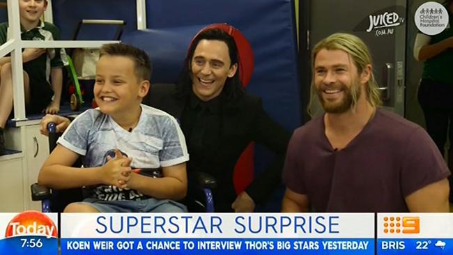 Thor stars surprise at children's hospital