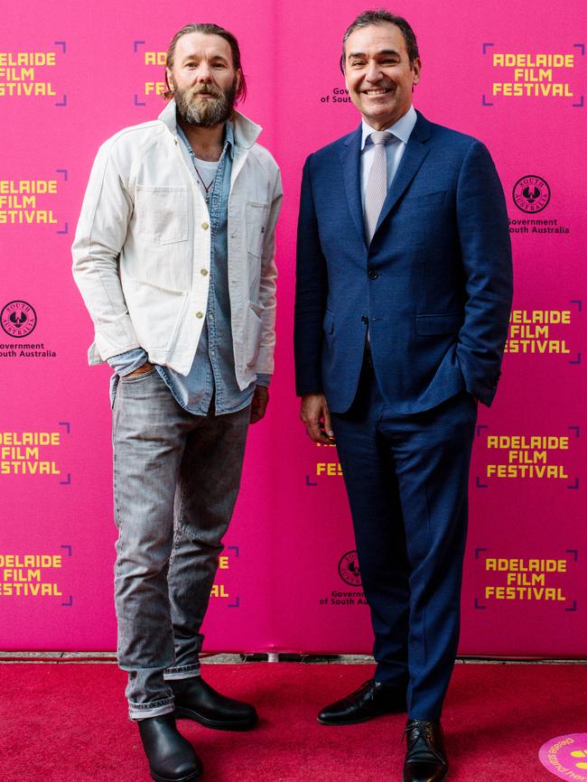 Joel Edgerton and the Premier of South Australia Steven Marshall at the Adelaide Film Festival opening night earlier this month. Picture: The Advertiser/Morgan Sette