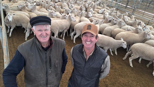 Bill Bott and David at Corowa sheep sale.