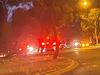 Pedestrian killed, motorcyclist fights for life after crash