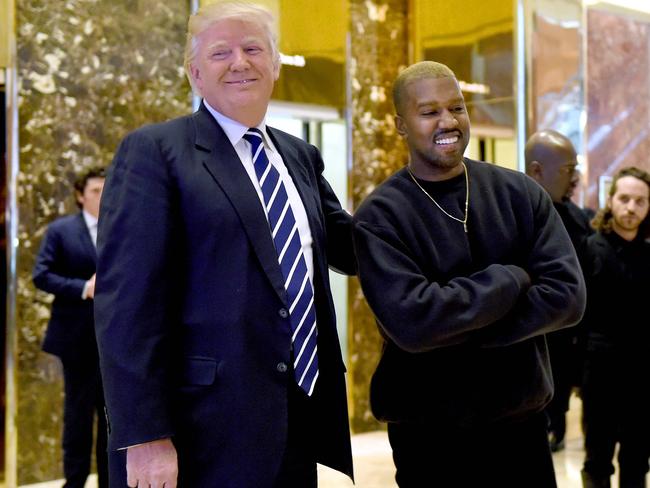 Kanye West and President-elect Donald Trump in 2016. Picture: AFP