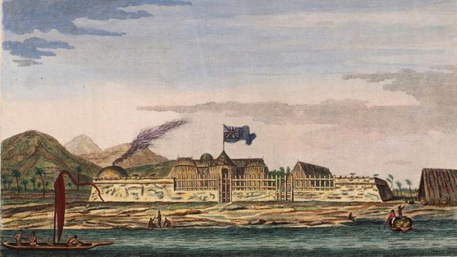 Venus Fort, erected by the Endeavour’s People, to secure themselves during the Observation of the Transit of Venus, at Otaheite. Illustration by Sydney Parkinson, from <i>A Journal of a Voyage to the South Seas in His Majesty’s Ship the Endeavour. </i>Source: S.P.Lohia Collection