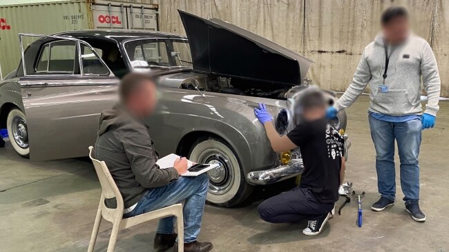 The ABF also revealed it found more drugs concealed in a vintage Bentley car inside a separate shipping container consignment from Canada. Picture: NSW Police