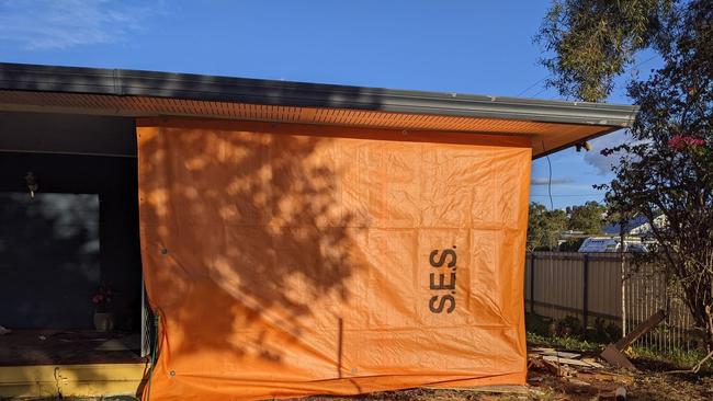 Aftermath of a ute slamming into Donna and William Putt's Roma home on June 19, 2022.