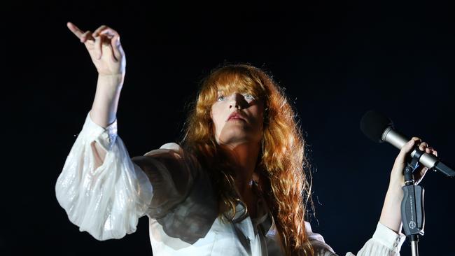 Pictured on stage at The Sydney Opera House forecourt is Florence Welsh from English indie rock band Florence and the Machine. Picture: Richard Dobson