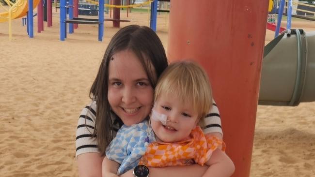 Alexis Taylor and her son Aemilius. Alice Springs local Alexis Taylor has launched a GoFundMe to raise money for airfares and accommodation to get her son Aemilius to a special kind of therapy on the Gold Coast. Picture: Supplied/ Alexis Taylor