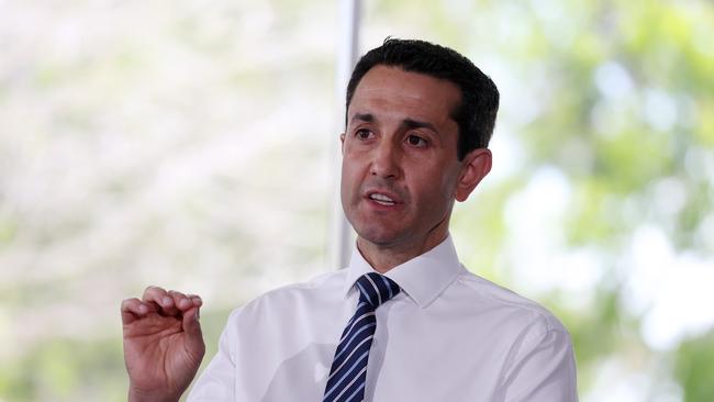 Leader of the Opposition David Crisafulli during a media conference in Mackay. Picture: Liam Kidston.