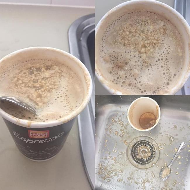 Facebook user Amanda Wilesmith claimed she was served curdled milk in a coffee from Hungry Jacks DFO Cairns years ago. Picture: Facebook.