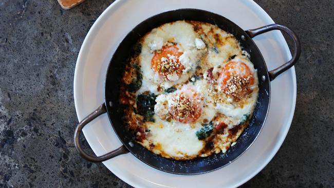 Babajan Breakfast of baked eggs. Picture: Rebecca Michael