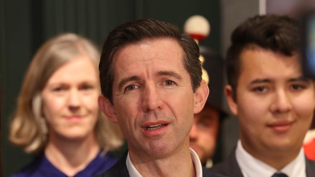 Trade Minister Simon Birmingham campaigning in Melbourne. Picture: David Crosling/AAP