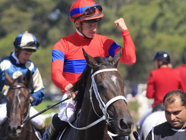 SYDNEY, AUSTRALIA - MARCH 27: James McDonald on Verry Elleegant returns to scale after winning race 4 the Ranvet Stakes during Golden Slipper Day at Rosehill Gardens on March 27, 2021 in Sydney, Australia. (Photo by Mark Evans/Getty Images)