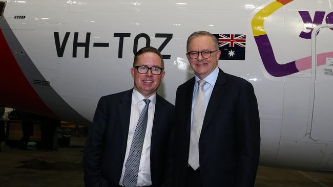 Aston claimed Mr Albanese would personally liaise with former Qantas boss Alan Joyce to secure the upgrades. Picture: NewsWire/ Gaye Gerard