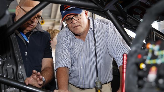 Prime Minister Scott Morrison visiting Mount Panorama on Sunday at the Bathurst 1000. Picture: Tim Hunter.